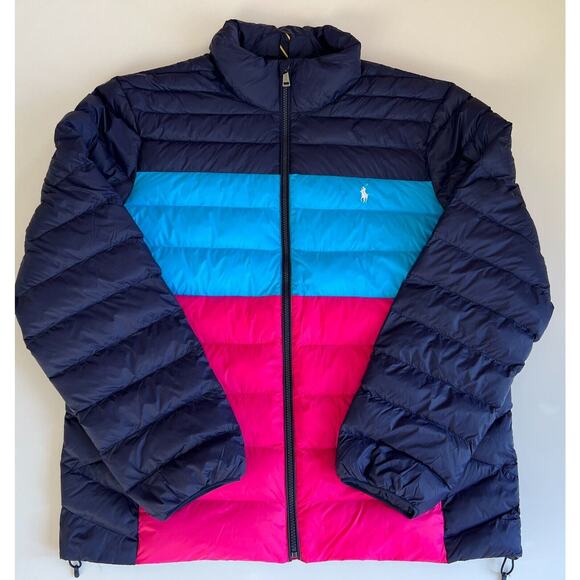 Polo Ralph Lauren Colorblock Bomber Jacket - Navy, Blue, Pink - Picture 9 of 12